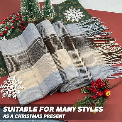 Loritta Winter Scarf for Women, Long Plaid Shawl Wraps Scarves Gifts - color: T-khaki Blue Lattice