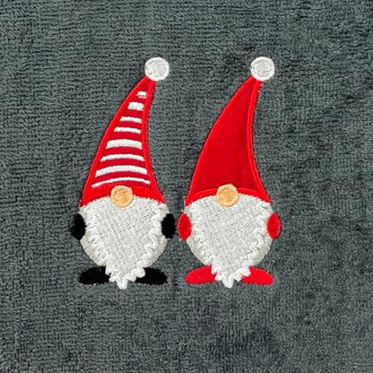 Christmas Gray Grey Guest Hand Bathroom Towels, Jolly Nordic Gnomes, 16x26" - color: Holiday Gnomes