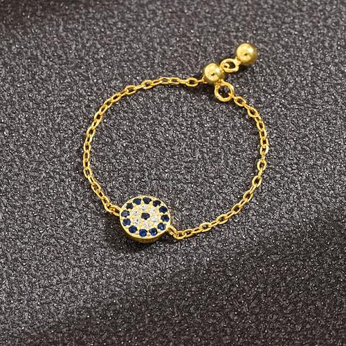 925 Sterling Silver Adjustable Link Chain Rings for Women Daughter - color: Style 7-Gold