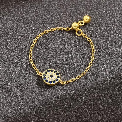 925 Sterling Silver Adjustable Link Chain Rings for Women Daughter - color: Style 7-Gold