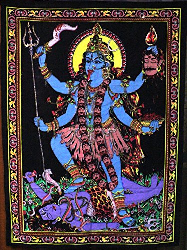 Lungta Imports Huge Cotton Fabric Goddess Kali 43" X 30" Tapestry