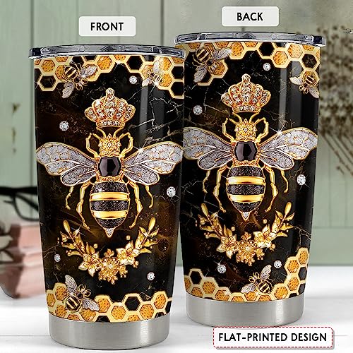 SANDJEST Bee Tumbler 20oz Stainless Steel Insulated Tumblers Coffee Travel Mug Cup Jewelry Drawings Style Bee Gifts for Women Girls Teen Gift for Birthday Christmas - color: Bee