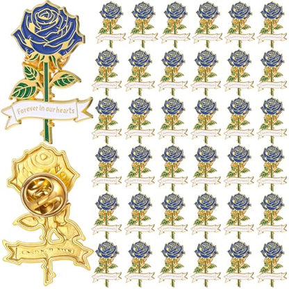 Misdary Funeral Favors Guest Memorial Rose Pin - color: Blue