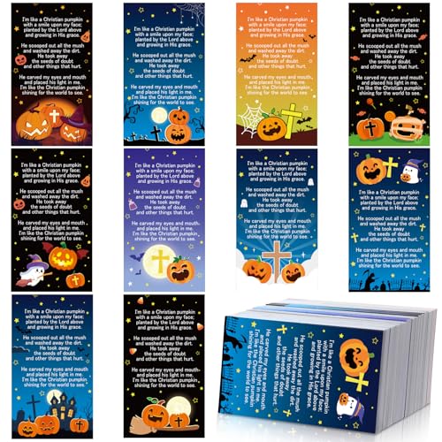 200 Pcs Halloween Prayer Cards Christian Pumpkin Gospel Tracts - style: Pumpkin