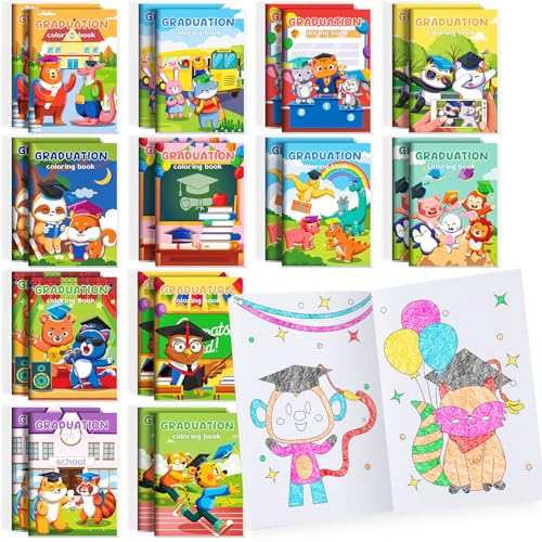 BenLouis 60Pcs Graduation Mini Coloring Books Bulk for Kids Party Favors - style: Graduation