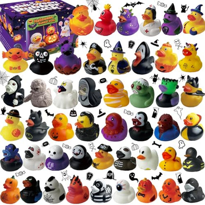 SQZUWIT 48 PCS Bulk Halloween Rubber Ducks Jeep Ducking Party Favors