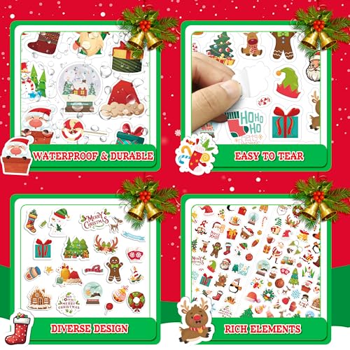 LINAYE 24 Sheets Christmas Stickers for Kids, 1570 PCS Adhesive Christmas Stickers Bulk Cute Goodie Bags Basket Stuffers Party Favors for Kids - style: Christmas 24 Sheets