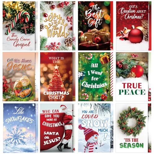 Marspark 240 Pcs Christmas Christian Gospel Tracts, Bible Cards with Verse - style: Christmas