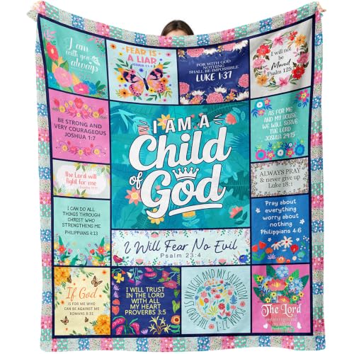 Christian Gifts for Women, Baptism Gifts for Girl Blanket 60"X50" - color: Green-christian