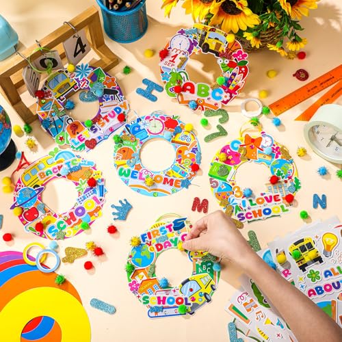 Hollowfly 48 Sets Back to School Craft Kits DIY Wreath for First Day - style: Back to School