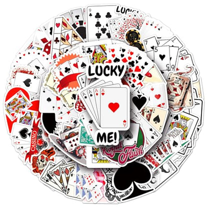 50PCS Poker Card Stickers, Waterproof Vinyl Decals, Casino Themed Stickers for Water Bottles, Laptops, Scrapbooking（Playing Cards） - color: Playing Cards