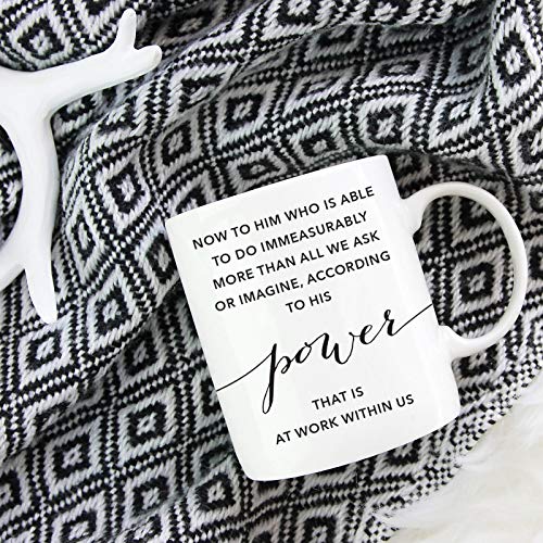 Andaz Press Christian Bible Verses 11oz. Coffee Mug Gift, Ephesians 3:20 Now to him who is able to do immeasurably More Than All we Ask, According to his Power That is at Work Within US, 1-Pack
