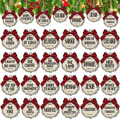 Soaoo 50 Pcs Christmas Names of Jesus Wooden Ornaments, Classic, Beige - color: Beige, size: Classic
