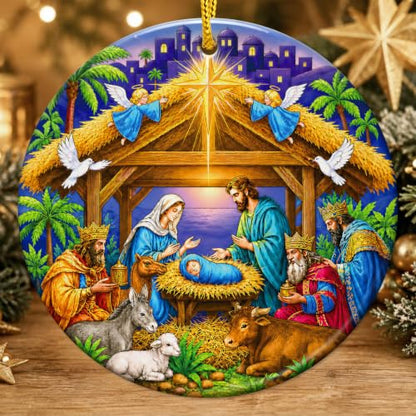 FaCraft Nativity Ornaments Holy Night Religious Christian Ornaments - color: 1-14 Nativity