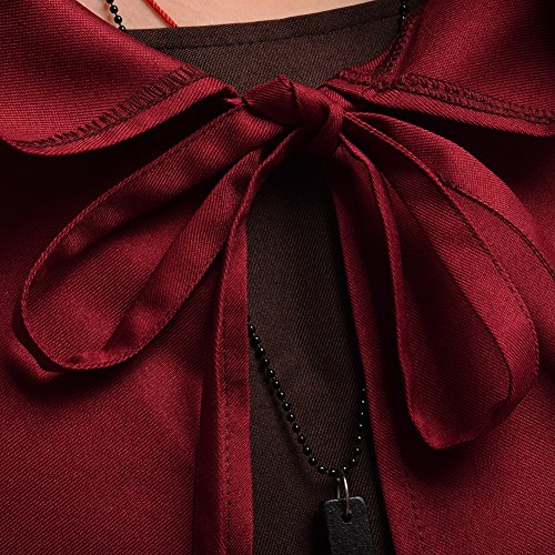 BLESSUME Friar Hooded Robe Monk Renaissance Priest Halloween Medieval Role Play Costume - color: Burgundy Cowl Hat+robe+ Waist Rope+necklace, size: Small
