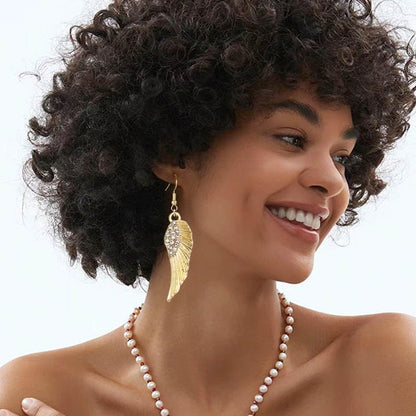 coadipress Angel Wing Earrings for Women Unique Silver Plated Fairy Feather Guardian Dangle Drop Hook Earrings Jewelry - color: Gold Rh Wing