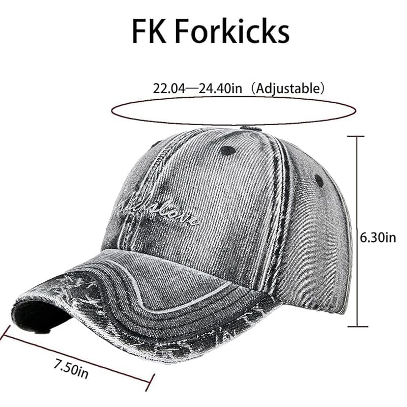 Baseball Cap for Women Men - Adjustable Size Hat - color: Fk87 Denim Black