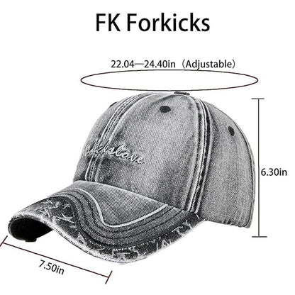 Baseball Cap for Women Men - Adjustable Size Hat - color: Fk87 Denim Black