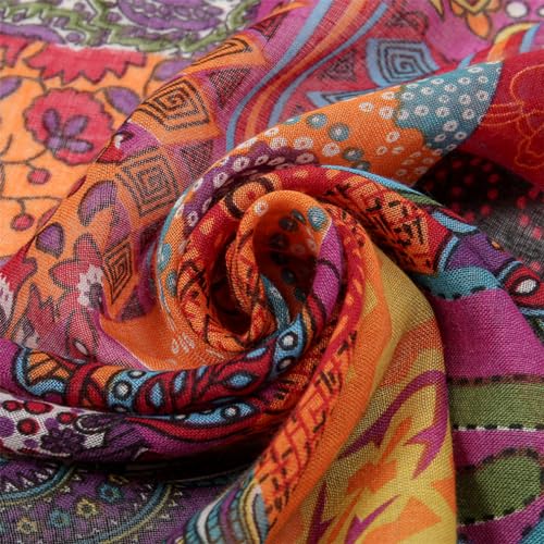 Yeieeo Boho Scarf for Women Lightweight Floral Printed Scarf Fall Winter Fashion Fringed Shawl - color: Floral 38