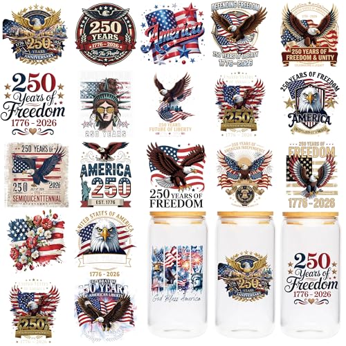 250 Years UV DTF Cup Wraps, Transfer Stickers for Glass Tumblers - color: Us648