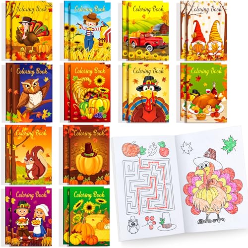 BenLouis 60Pcs Thanksgiving Mini Coloring Books Bulk for Kids Party Favors - style: Thanksgiving