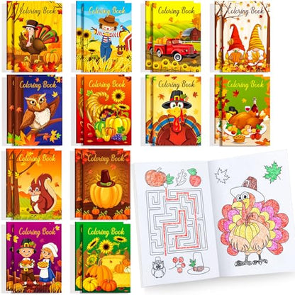 BenLouis 60Pcs Thanksgiving Mini Coloring Books Bulk for Kids Party Favors - style: Thanksgiving