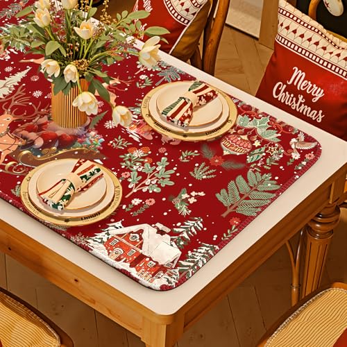 iCasso Christmas Desk Mat, Winter Forest Large Mouse Pad,Red - color: 1-a-red