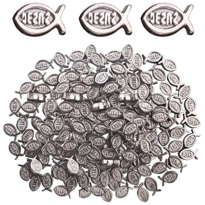 100pcs Jesus Fish Spacer Beads Religious Charm Beads Tibetan Alloy Christian Fish Shape Loose Beads for DIY Bracelet Necklace Jewelry Making Supplies - color: Gun Black