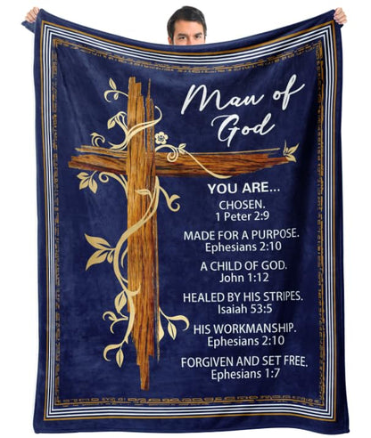 Christian Gifts for Men, Pastor Gifts - Blanket with Bible Verse 60"x50" - size: Christian Men