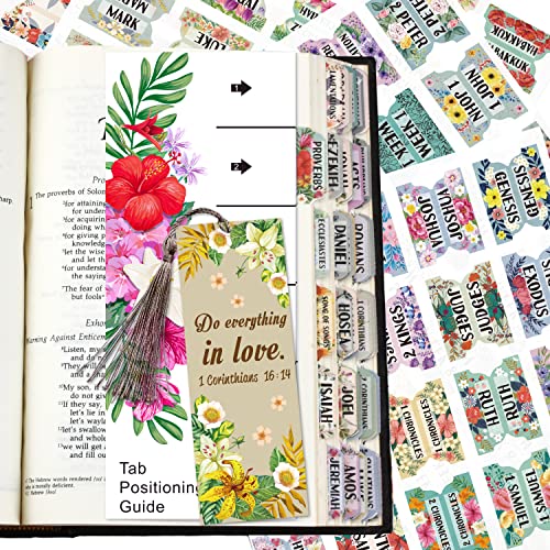 Bible Index Tabs New & Old Testament Tabs Matte Laminated Floral Design - 122 Pcs (Floral) - color: Colour