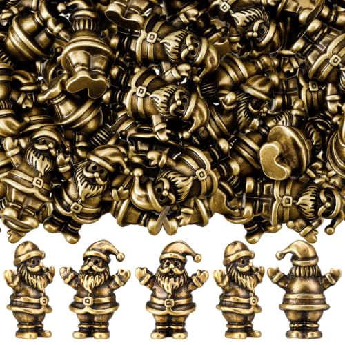 Civaner 50 Mini Brass Santa Claus Figurines, Tiny Christmas Decor - style: Santa Claus