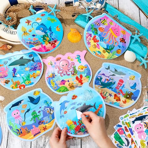 Frienda 48 Sets Fish Ocean Stickers Craft Kit, Summer Scene DIY Bulk - style: Fish