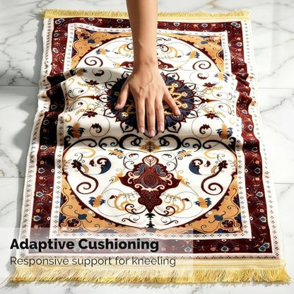 UrmiX Memory Foam Prayer Mat, Thick Prayer Rug for Daily Salah, Burgundy - color: Burgundy