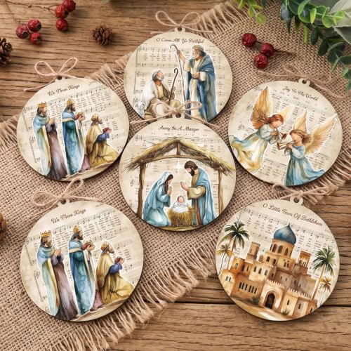 Shellwei 12 Pcs Christmas Nativity Scene Ornaments Religious Tree Decor - style: Jesus