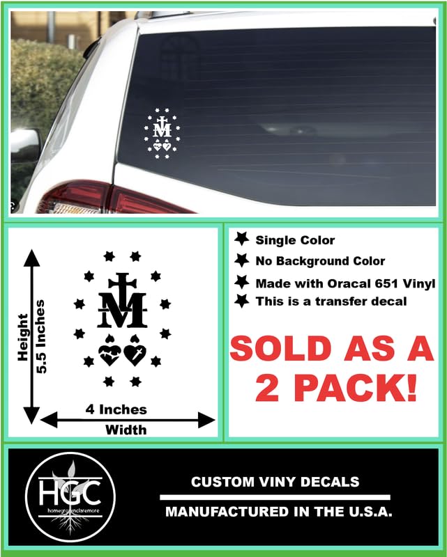 2 Pack - Miraculous Medal of Virgin Mary - Catholic Church | Car Decal Vinyl Sticker Graphics | 4 Inches Wide by 5.5 Inches Height HGC1573A.091 Gold Metallic - color: Gold Metallic, size: 4" Width by 5.5" Height