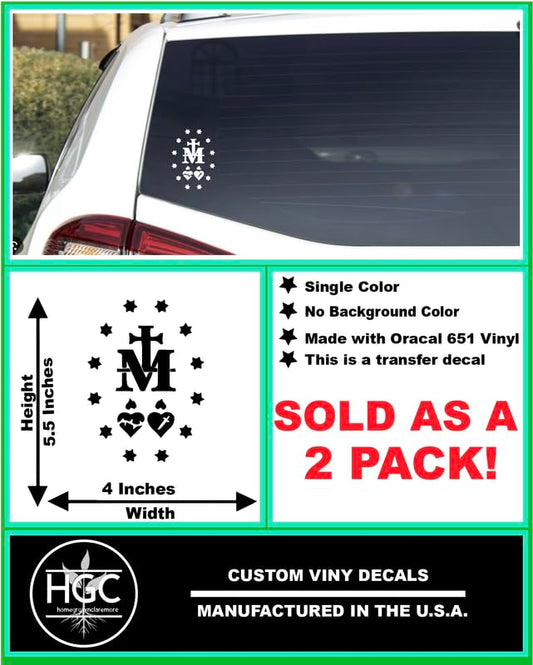 2 Pack - Miraculous Medal of Virgin Mary - Catholic Church | Car Decal Vinyl Sticker Graphics | 4 Inches Wide by 5.5 Inches Height HGC1573A.067 Blue - color: Blue, size: 4" Width by 5.5" Height