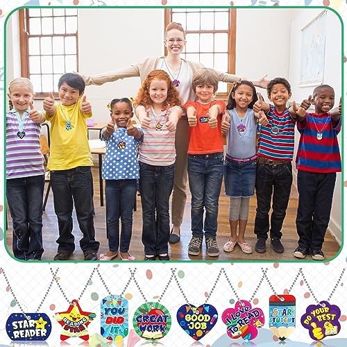 Soaoo 24 Pcs Student Incentives Dog Tags Necklace with Metal Chains