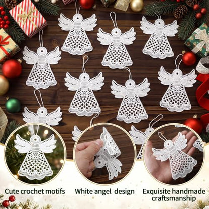 Lunmon 48 Pcs Christmas Crochet Angels Ornaments for Christmas Tree, White - style: Christmas Angels