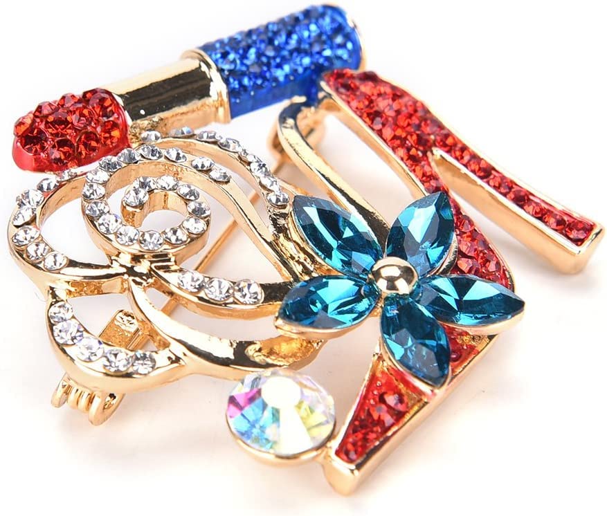 Lip Stick and High Heel Brooch for Women's Fashion Crystal Brooch Pin