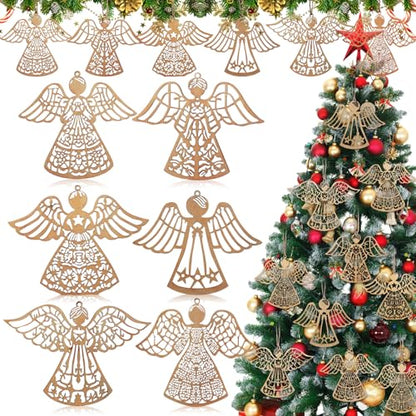 Halloscume 36 Pcs Christmas Wooden Angel Ornaments, Vintage,Classic Style - style: Classic