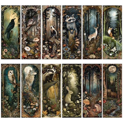 Woodland Animals Bookmarks Gifts - 120 Pcs Fantasy Forest Animal Bookmark Rabbit Raccoon Page Markers Clips Book Mark Gift for Women Men Office Home Book Lovers Bookworm Party Supplies - color: Woodland Animals