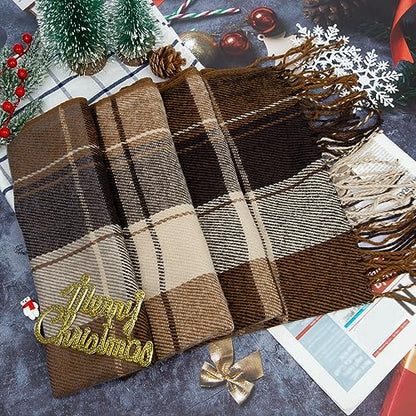 Loritta Winter Scarf for Women, Long Plaid Shawl Wraps Scarves Gifts - color: R-khaki Beige Lattice