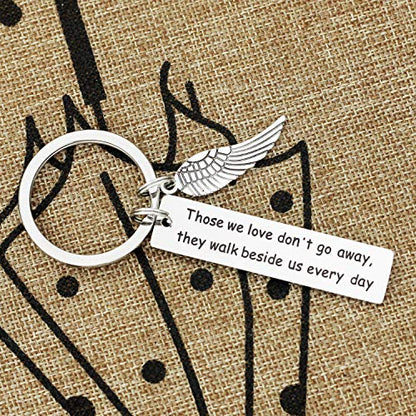 Kivosliviz Memorial Gifts Keychain for Loss of Loved One Those We Love Don't Go Away They Walk Beside Us Everyday Remembrance Gifts for Father Mother Grandpa Grandma - color: Those We Love