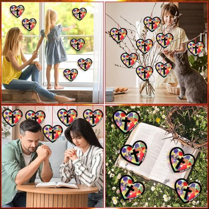 Motipuns 32 Sets Heart Suncatcher Craft, Christian VBS Sunday School - style: Heart