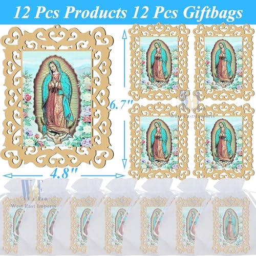 12 Pcs Our Lady of Guadalupe Wooden Picture Frames, Baptism Event Favors