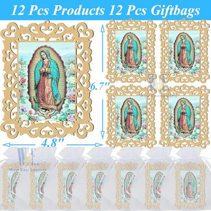 12 Pcs Our Lady of Guadalupe Wooden Picture Frames, Baptism Event Favors