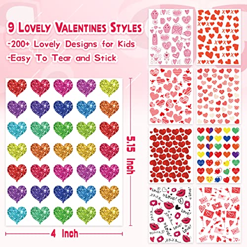 LINAYE Valentines Stickers for Kids - 400PCS Cute Valentines Love Stickers for Cards Envelopes Craft Scrapbooking Valentine Day Party Favors Supplies for Girls Boys - style: Heart 18 Sheets
