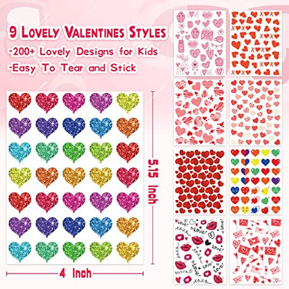 LINAYE Valentine Heart Stickers for Kids - 3000PCS Cute Love Stickers 72 Sheets for Cards, Envelopes, Craft, Scrapbooking - Party Supplies Favors for Girls Boys - style: Valentines 72 Sheets