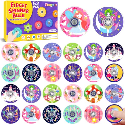 52 Pack Fairy Fidget Spinners Bulk Party Favors Classroom Prizes - color: Tl-sa-3-fairy