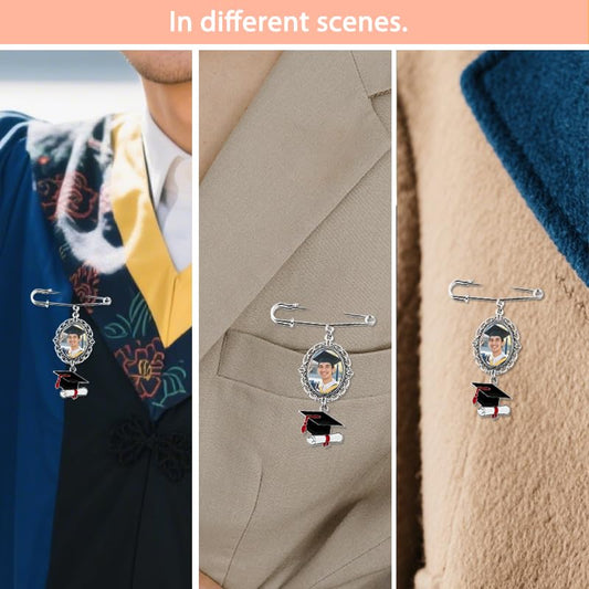 Wedding Double Picture Frame Brooch for Bride Grooms Boutonniece Pin for Wedding Bouquet - color: Color M